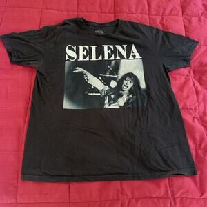 Selena Shirt Mens LARGE (L) Black Tee Spellout Graphic Logo Short Sleeve Cotton